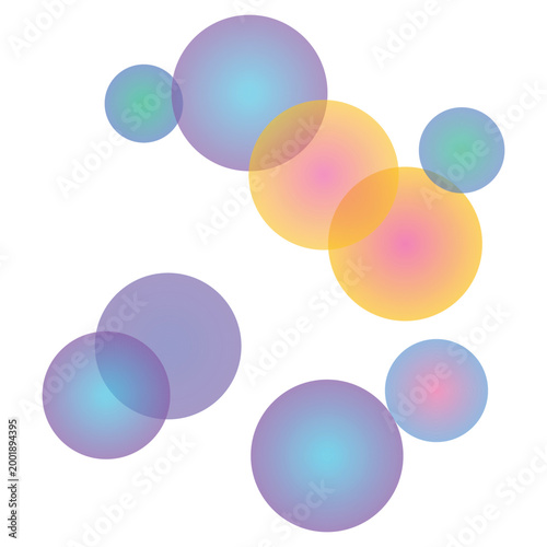 Abstract overlapping translucent circles with soft color gradients create a modern aesthetic background