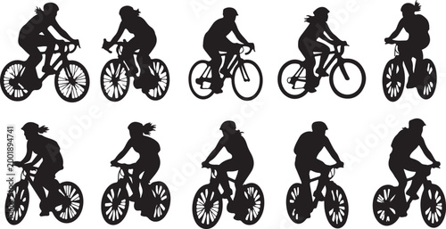 A diverse group of silhouettes of people sitting on chairs, showcasing various postures and genders against a white background.