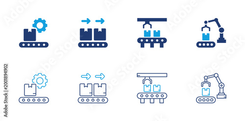 Productivity automation icon set. workflow, efficiency, process, system, manufacturing. solid style icon collection.