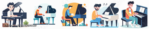 Canvas Print Vector of a person playing piano
