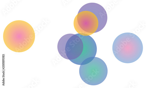 Softly glowing gradient circles overlap and float abstractly on a clean white background
