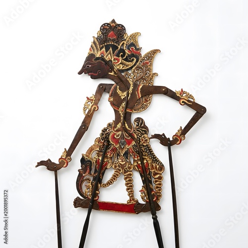Indonesian Wayang Kulit Puppet Isolated on White Background