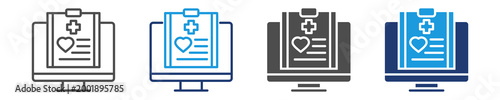 electronic health record icon set multiple style