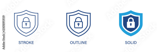 Security icon with editable stroke, outline and solid styles. Vector icon illustration.