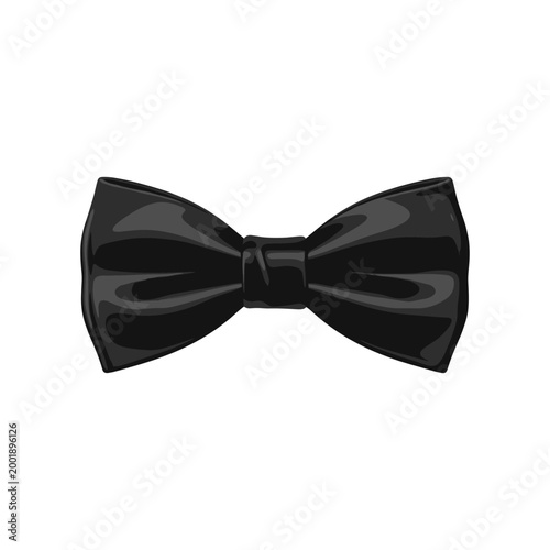 Black Satin Bowtie Isolated on White bow tie neckwear