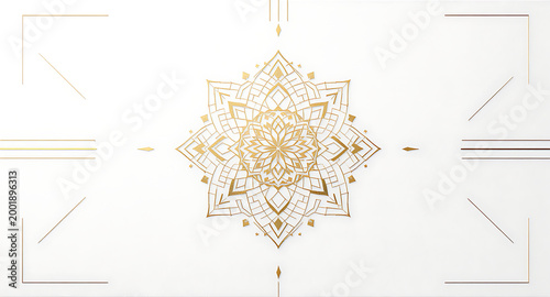 Elegant Golden Mandala Design on White Background.