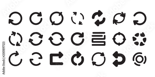 Set of circular arrows refresh reload update repeat refresh cycle refresh reload loop motion rotation signs symbols.