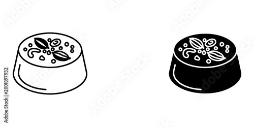Panna cotta dessert icon, outline and solid fill, representing Italian cuisine, creamy treat and sweet dish.