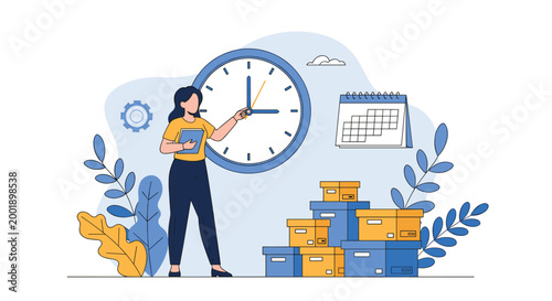 Project manager oversees logistics and shipping schedules while monitoring time management and deadlines for successful delivery.