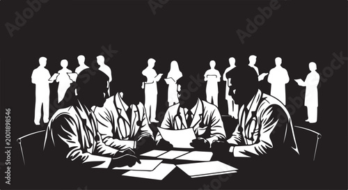 Medical Team Meeting Silhouette Vector Illustration