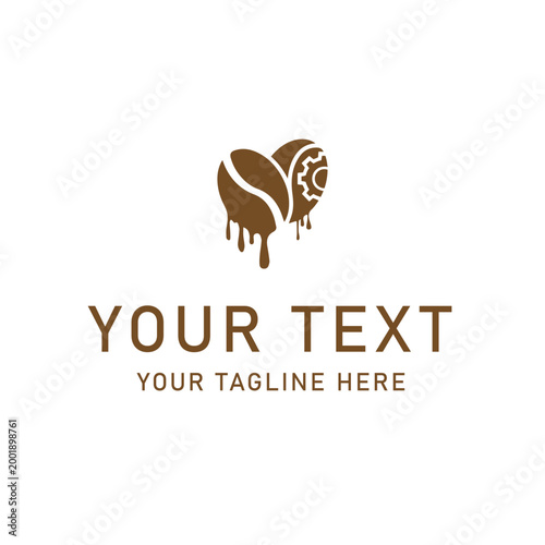 Bilde på lerret Brown coffee bean logo template, customizable text, vector branding icon, drippi