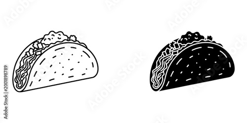 Taco line and glyph icon, food and mexico, mexican street food sign, vector graphics, a linear pattern on a white background, eps 10.