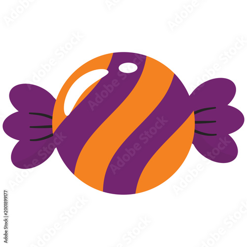 Round Halloween candy purple orange striped glossy vector