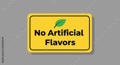 no artificial flavors sign with leaf silhouette