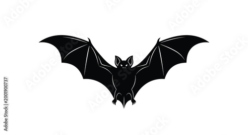 bat silhouette with spread wings on white background