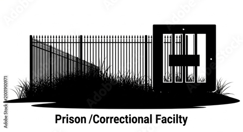 Prison Correctional Facility Entrance Silhouette.