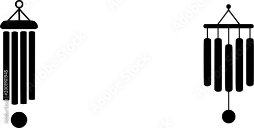 An oxidized copper wind chime with intricate designs hangs gracefully against the backdrop of a serene garden, evoking a sense of tranquility and natural beauty