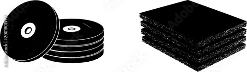A stack of black abrasive steel wool pads rests neatly on a clean white surface, ready for use in any DIY project requiring thorough cleaning or sanding