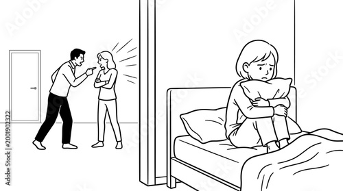 Distressed Child Hears Parents Loud Argument in Bedroom