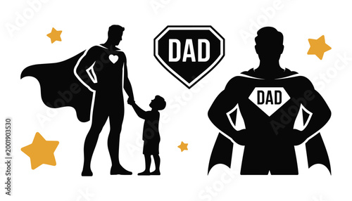 Fathers day superhero celebrating dad's strength and love with a heartfelt illustration