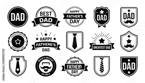 Happy fathers day collection of vintage badges labels for dad's special day