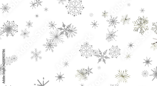 Foto Falling snowflakes on white background