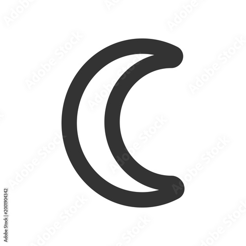 Minimalist Crescent Moon Line Vector Icon for Night and Sleep