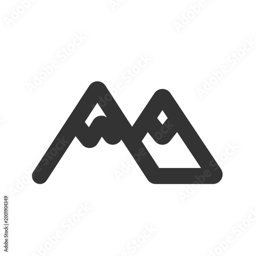 Minimalist Mountain Peaks Line Vector Icon for Travel and Outdoor Adventure
