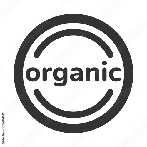 Organic Natural Product Label Line Vector Icon for Eco Friendly Branding