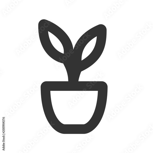 Minimalist Potted Plant Line Vector Icon for Interior and Home Decor