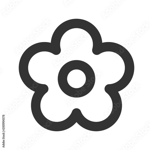Minimalist Flower Bloom Line Vector Icon for Beauty and Floral Design