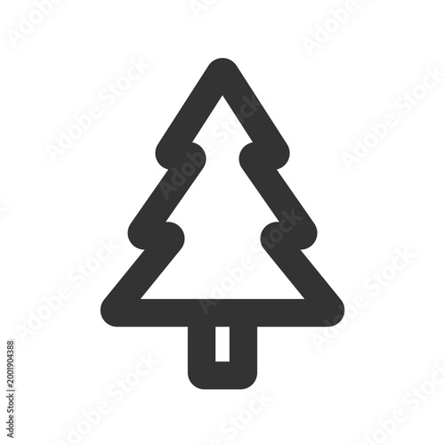 Minimalist Pine Fir Tree Line Vector Icon for Forest and Christmas