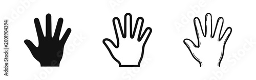 Human Open Hand Palm Gesture Icon Set for Greeting Stop or Help Symbols