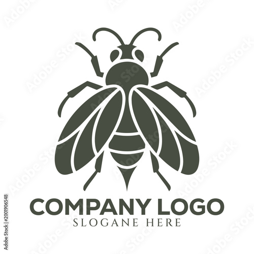 Beekeeping Company Logo with Stylized Bee and Honeycomb in Warm Colors