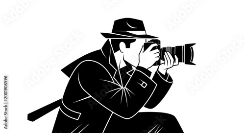 Silhouette of a Photographer with Camera and Hat.