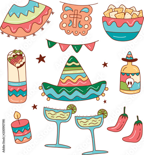Abstract colorful alcoholic beverage illustrations for summer party and happy hour events vector