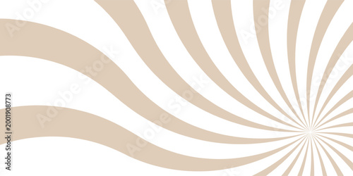 Sunlight rays brown and white color burst background. Sun beam ray sunburst wallpaper. Retro bright backdrop. Vintage poster vector illustration