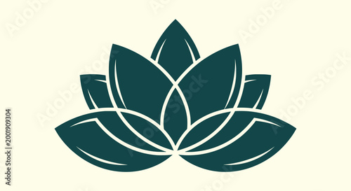 Minimalist Dark Teal Lotus Flower Logo for Yoga Meditation Wellness Spa and Health Brand Identity