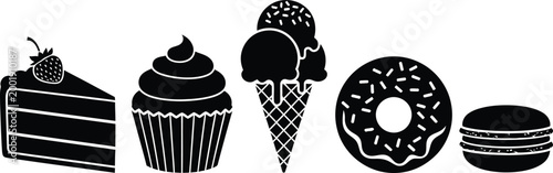 Black and white of sweet treats dessert