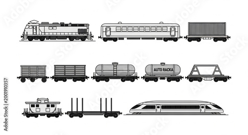 Collection of Various Train Types and Wagons.