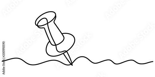 Continuous one line drawing of a push pin