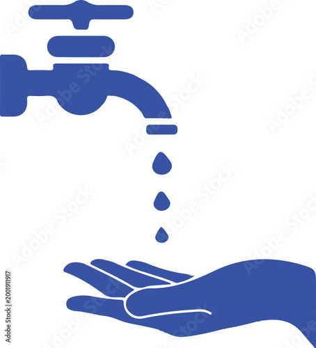 Hand catching water from faucet.