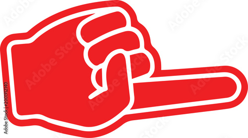 Obraz na płótnie Red foam finger pointing hand gesture.