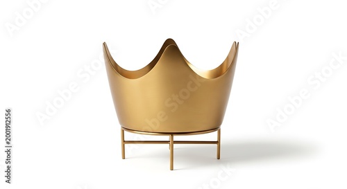 Modern gold scalloped armchair with metal frame