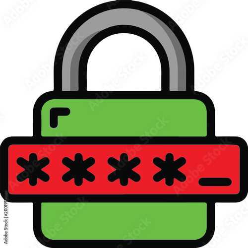 Green Lock with Password Code.