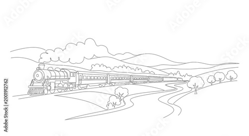 Vintage Steam Train Locomotive Engine.