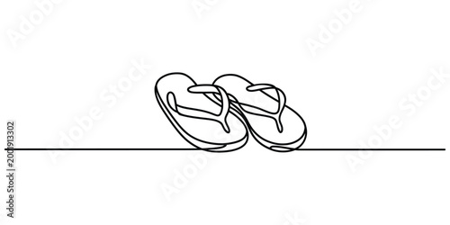 Continuous one line drawing of flip flops sandals