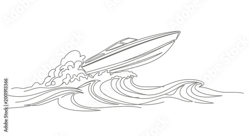 Speedboat Racing on Water Surface.