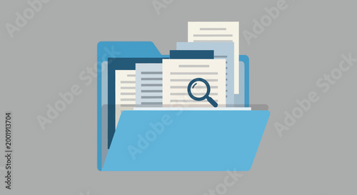 folder with documents and magnifying glass illustration