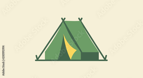 tent illustration with green and yellow colors